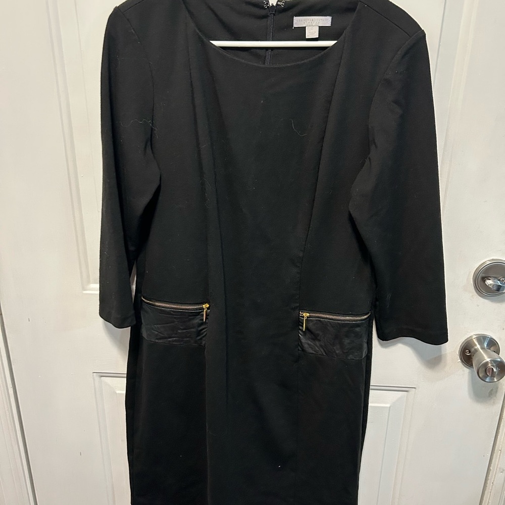 New York & Company Black Long Sleeve Dress with Gold Zipper Accents